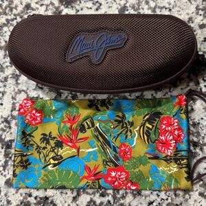 Maui Jim Brown Sunglasses Case with Tropical Pouch